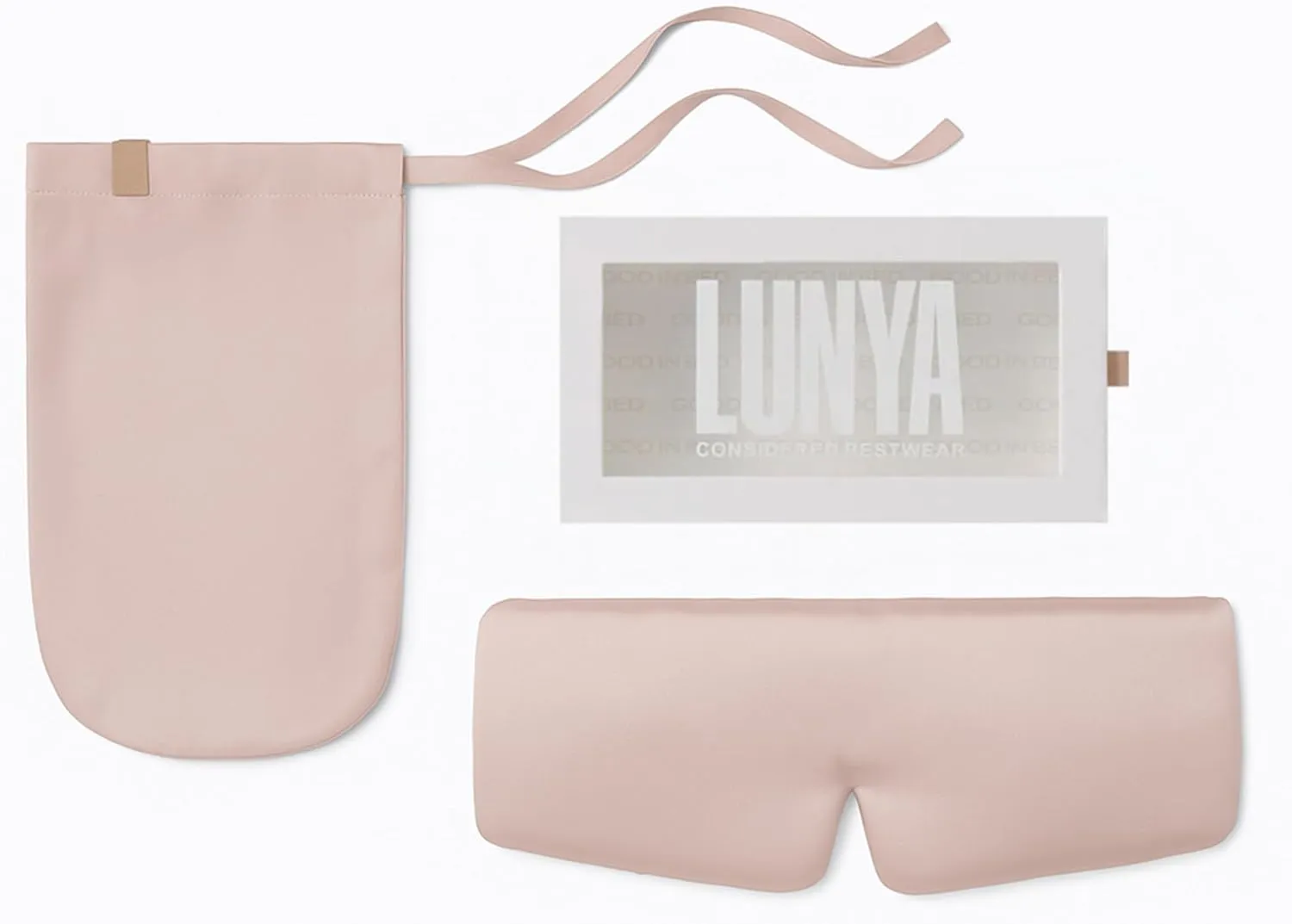 Lunya Weighted Silk Sleeping Mask with Pouch and Box – Washable Eye Cover – Gentle Pressure for Relaxation – Delicate Pink – Large