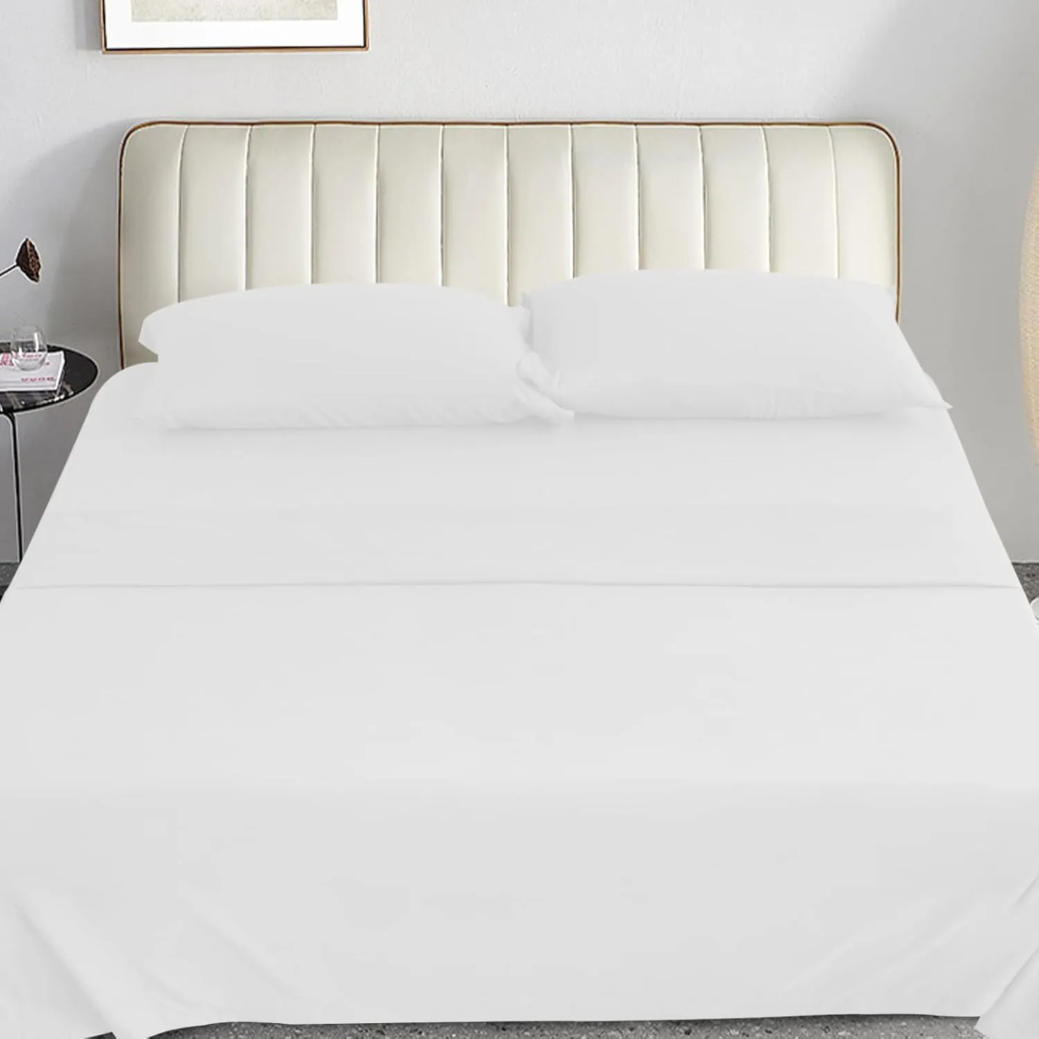Magik & Kover Queen Sheet Set for Air Mattress - 4 Piece Queen Sheet Set Deep Pocket Up to 24 Inches - Soft & Breathable Air Mattress Sheets Queen Size with Extra Deep Pocket - White