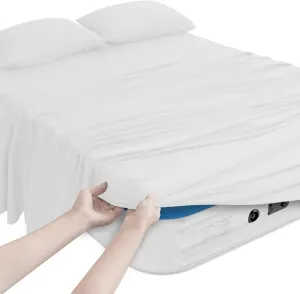 Magik & Kover Queen Sheet Set for Air Mattress - 4 Piece Queen Sheet Set Deep Pocket Up to 24 Inches - Soft & Breathable Air Mattress Sheets Queen Size with Extra Deep Pocket - White