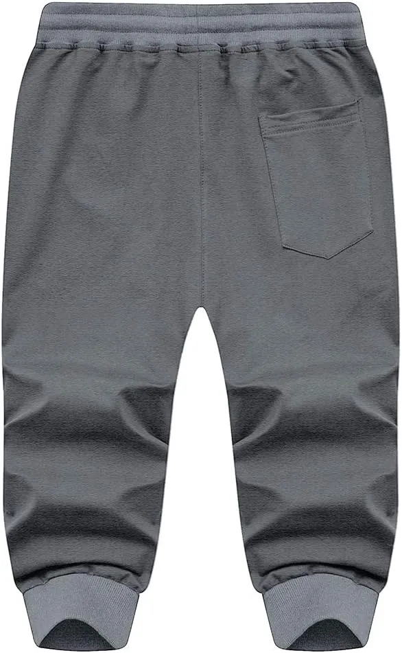 MAGNIVIT Men's 3/4 Jogger Capri Pants Workout Gym Below Knee Shorts Zipper Pockets Jogger Sweatpant Capris for Men