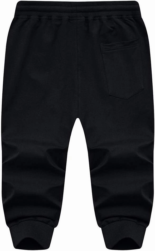 MAGNIVIT Men's 3/4 Jogger Capri Pants Workout Gym Below Knee Shorts Zipper Pockets Jogger Sweatpant Capris for Men