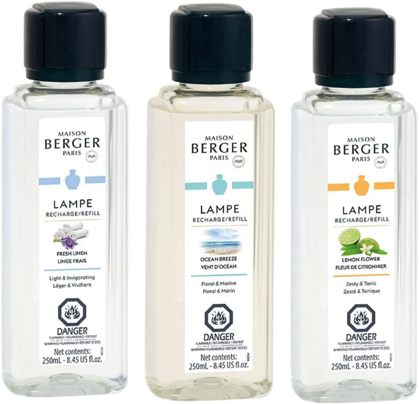 MAISON BERGER Lampe Berger Fragrance Trio Refill for Home Fragrance Oil Diffuser - Air Freshener - 3 x 8.45 Fluid Ounces - 3x250 milliliters (Trio Fresh)