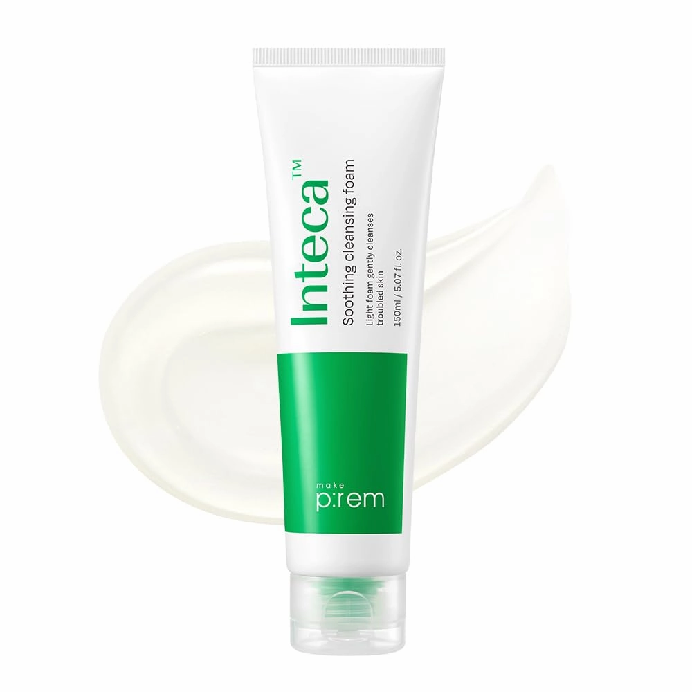 MAKE P:REM Inteca Soothing Foam Cleanser, Mild Moisture Gel Type Foam Cleanser for Acne-Prone Skin, Removes Sebum and Impurities, Korean Skincare, 150ml, 5.07 fl.oz.