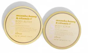 Manuka Honey & Vitamin C Body Care Set, Body Butter 15.8 oz and Body Scrub 21.1 oz, Australian Made