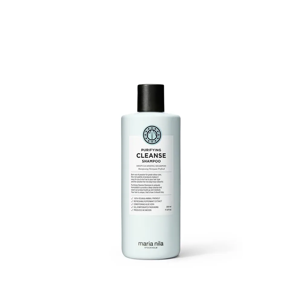 Maria Nila Purifying Cleanse, Shampoo 11.8 Fl Oz, Deep Cleansing, Removes Build-up & Residue, Peppermint & Aloe Vera Refresh and Condition Hair & Scalp