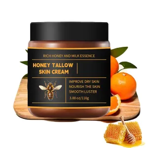 Marroomi Tallow Honey Balm, Tallow and Honey Balm for Face, 100% Organic Whipped Beef Tallows Face Moisturizer with Raw Honeys and Beeswax, Deep Nourishing (1Pcs)