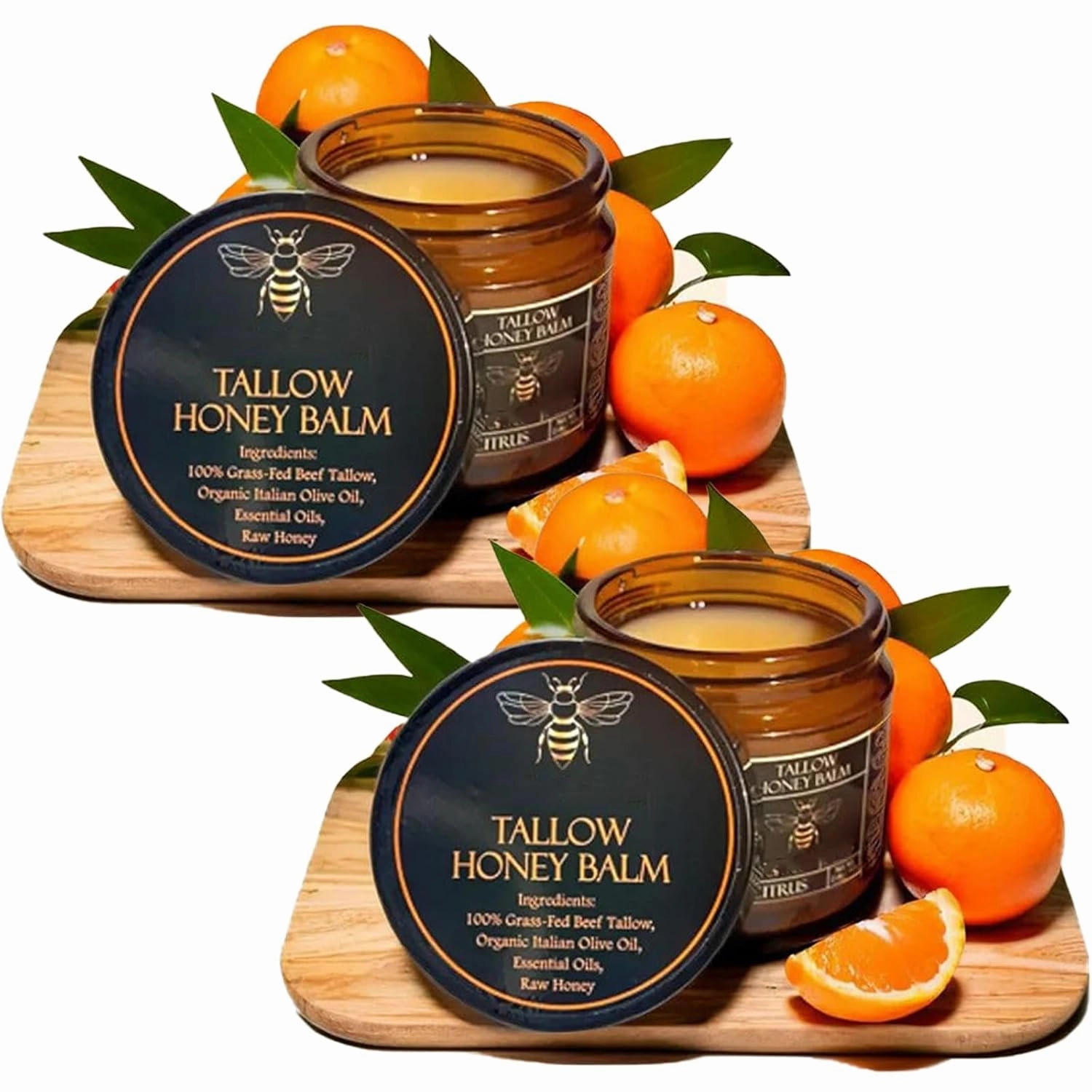 Marroomi Tallow Honey Balm, Tallow and Honey Balm for Face, 100% Organic Whipped Beef Tallows Face Moisturizer with Raw Honeys and Beeswax, Deep Nourishing (2Pcs)