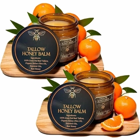 Marroomi Tallow Honey Balm, Tallow and Honey Balm for Face, 100% Organic Whipped Beef Tallows Face Moisturizer with Raw Honeys and Beeswax, Deep Nourishing (2Pcs)