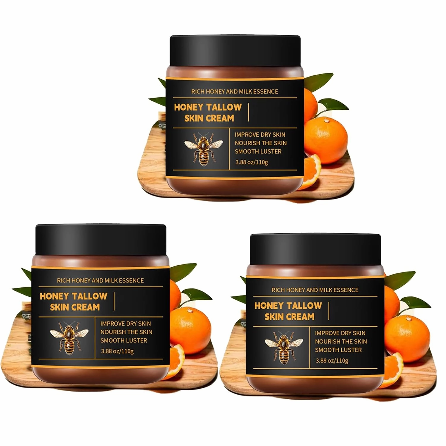 Marroomi Tallow Honey Balm, Tallow and Honey Balm for Face, 100% Organic Whipped Beef Tallows Face Moisturizer with Raw Honeys and Beeswax, Deep Nourishing (3Pcs)