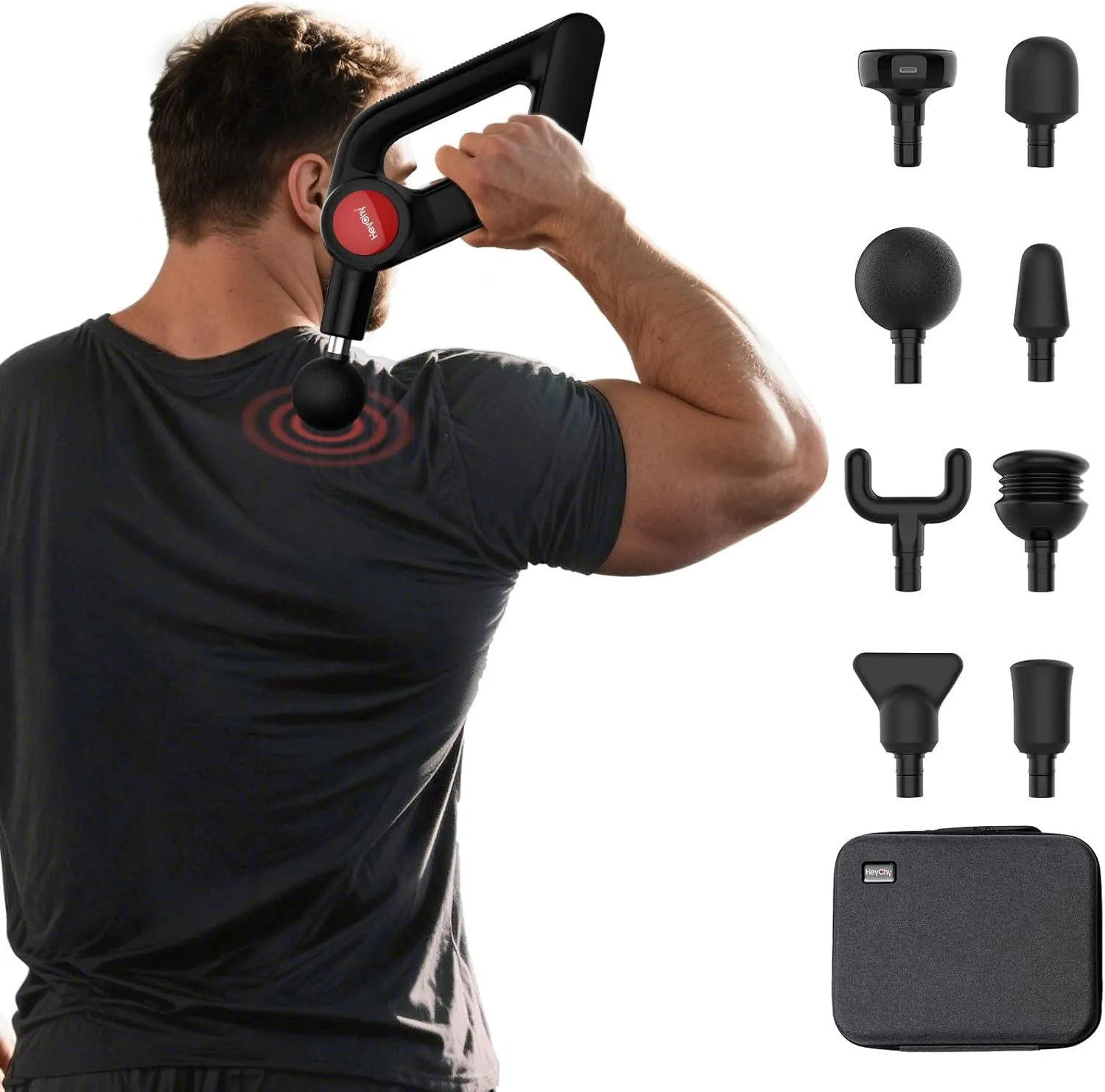Massage Gun with Heat,Deep Tissue Massager with 12MM Amplitude, Professional Massager for Pain Relief,Portable Percussion Muscle Massage Gun for Back, Leg, Shoulder&Body,FSA/HSA Eligible