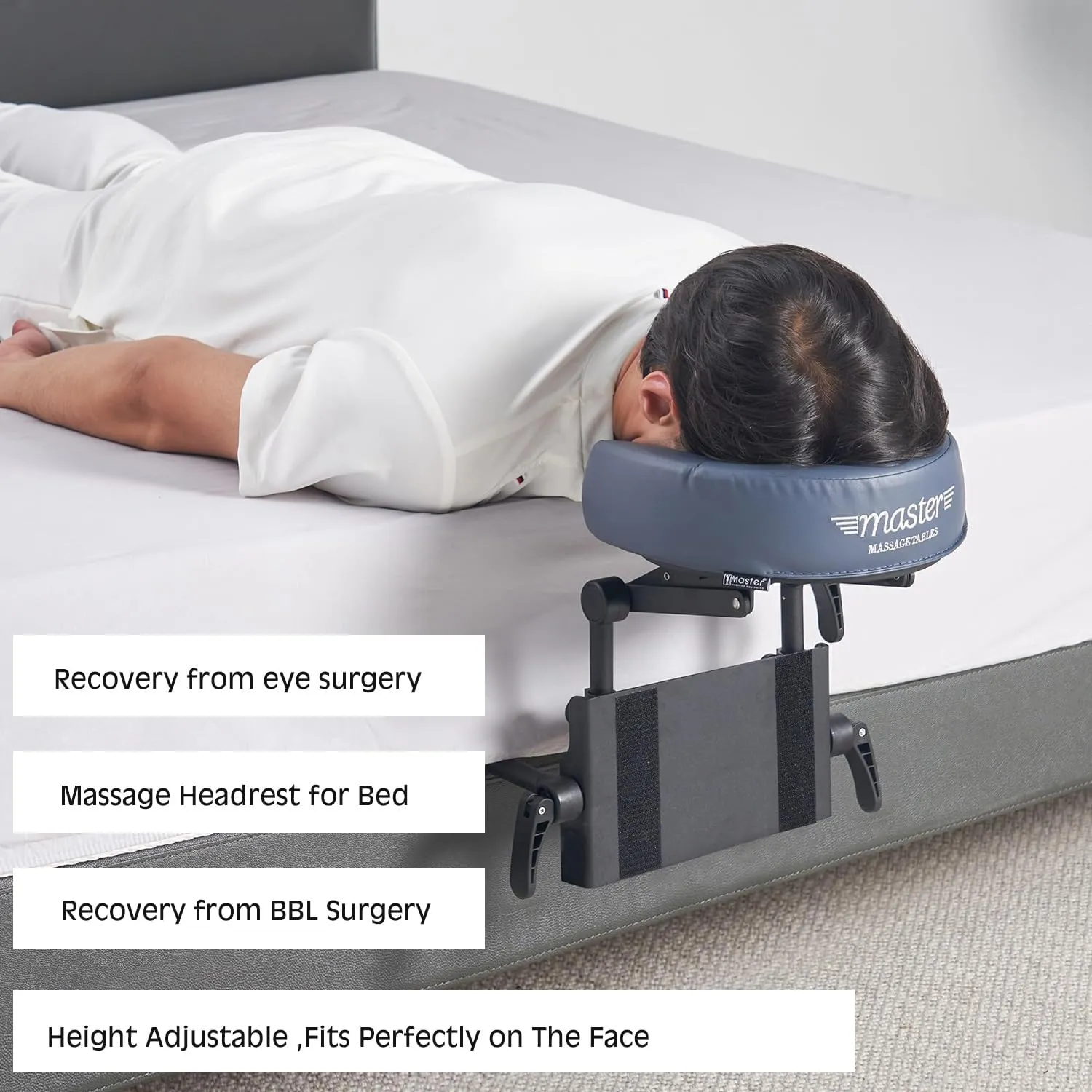Master Massage Home Massage Headrest Kit Professional for Bed, Adjustable Headrest & Pu Face Cushion for Private Masseuse, Face Down Pillow Mattress Top Massage Kit Family Use