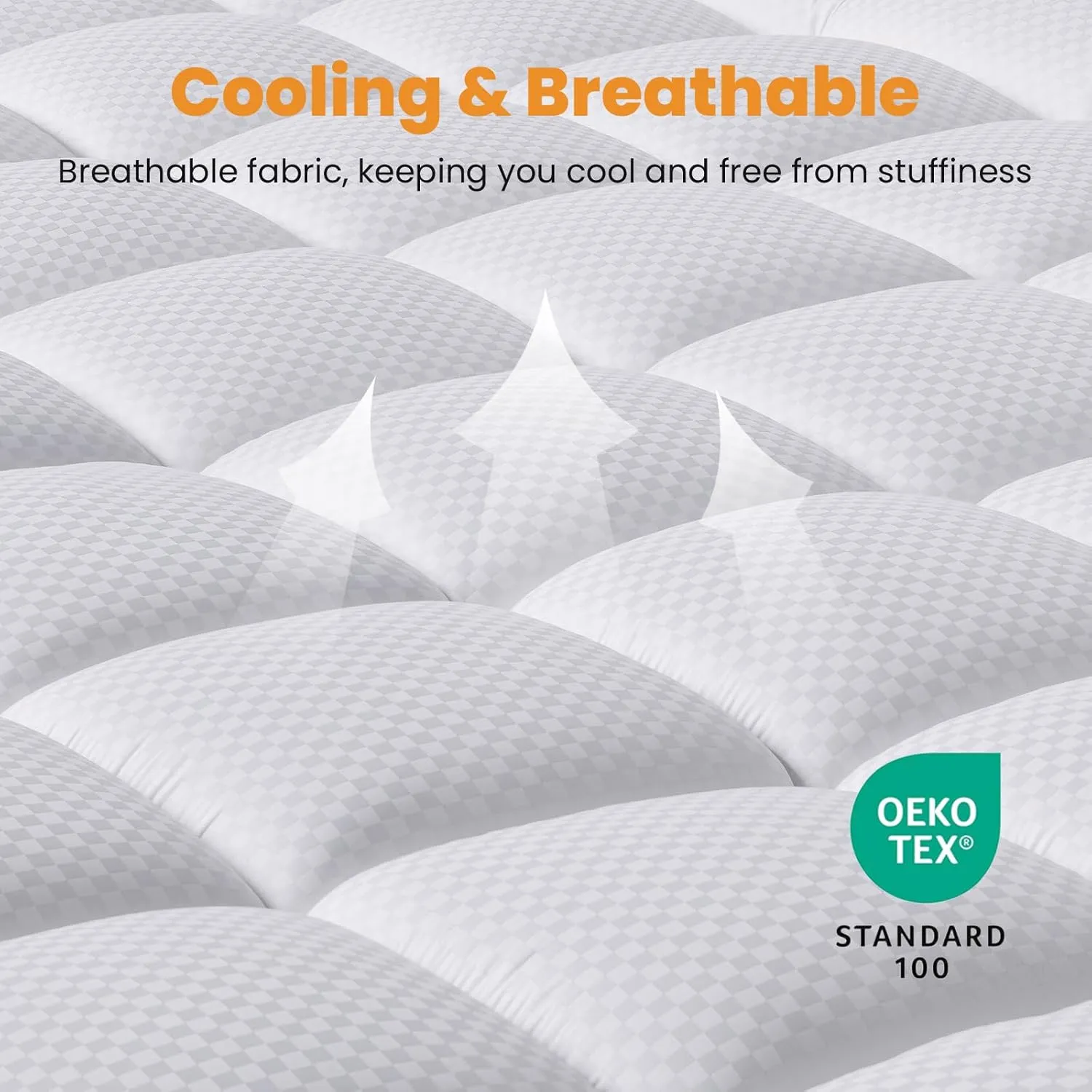 MATBEBY Olympic Super Queen Size Mattress Pad - Cooling Breathable Mattress Topper, Quilted Fitted Mattress Protector, Pillow Top Mattress Cover with 8-21" Deep Pocket, Soft, Machine Washable, White