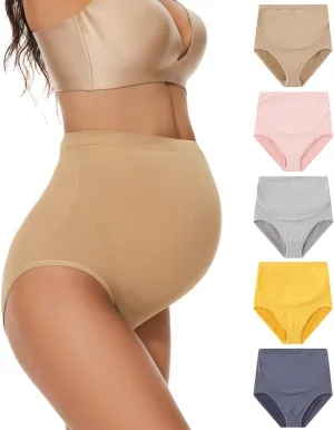 Maternity Underwear Over Bump, Seamless Maternity Support Panties, Plus Size, Multi Pack