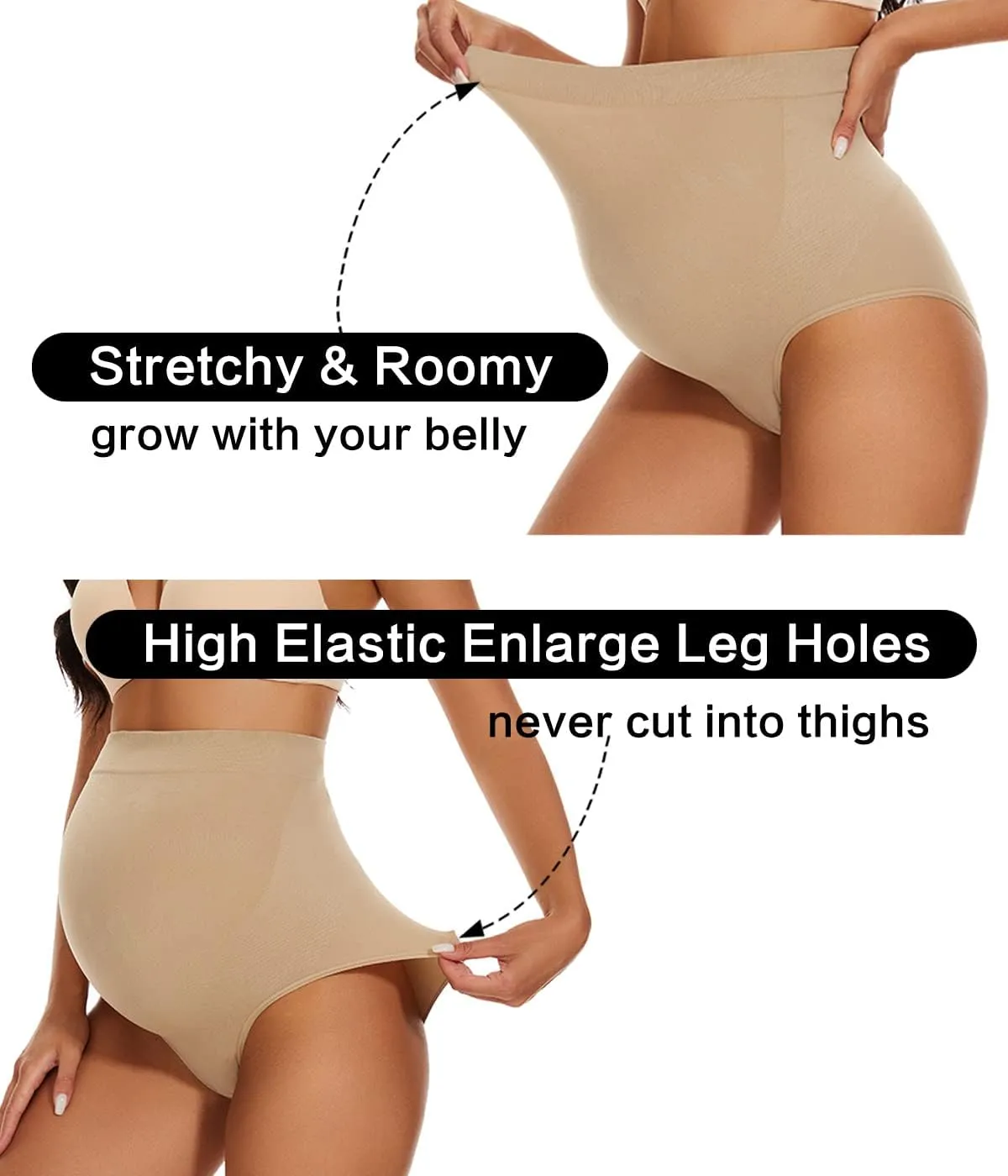 Maternity Underwear Over Bump, Seamless Maternity Support Panties, Plus Size, Multi Pack