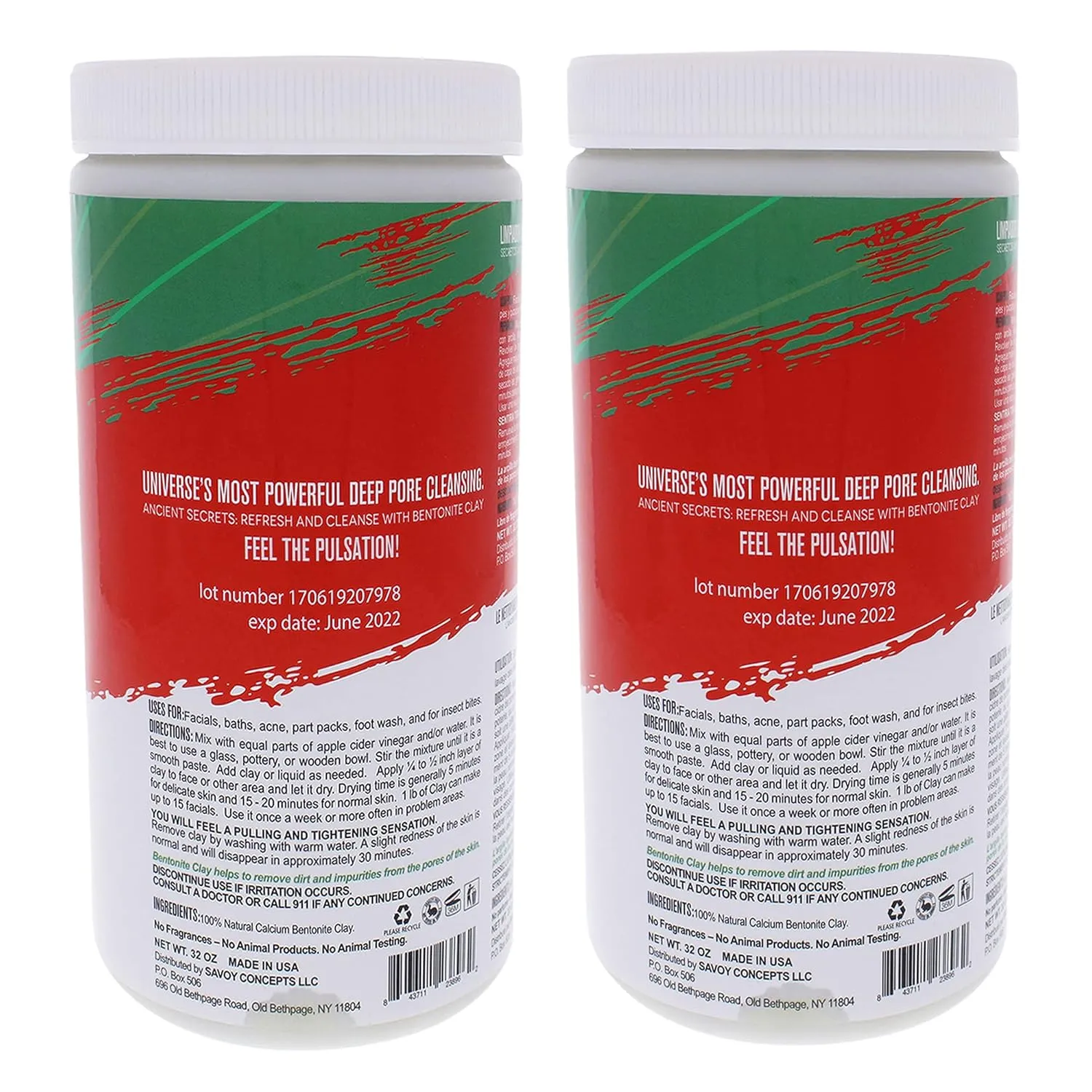 Mayan Magic Mud Powerful Deep Pore Cleansing Calcium Bentonite Clay - 4 lbs (2 Pc) - Bulk Natural Face Mask Peel for Men and Women - USA Made Full Facial Skin Care - Spa Skin Cleanser Beauty Products