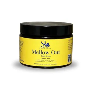 Mellow Out Sugar Body Scrub - 15oz Turmeric & Ginger Scrub with Vitamin E, Grapeseed Oil & Mango Butter, Natural Exfoliator for Smooth, Hydrated Skin, Perfect for Women Skincare