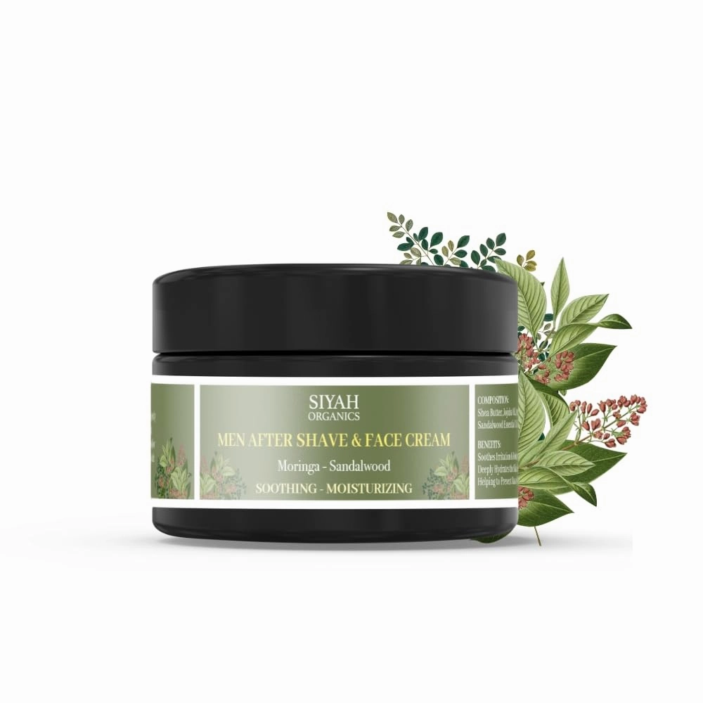 Men’s After Shave & Face Cream – Moringa & Sandalwood – Hydrating & Soothing Post-Shave Care – Natural – 4oz