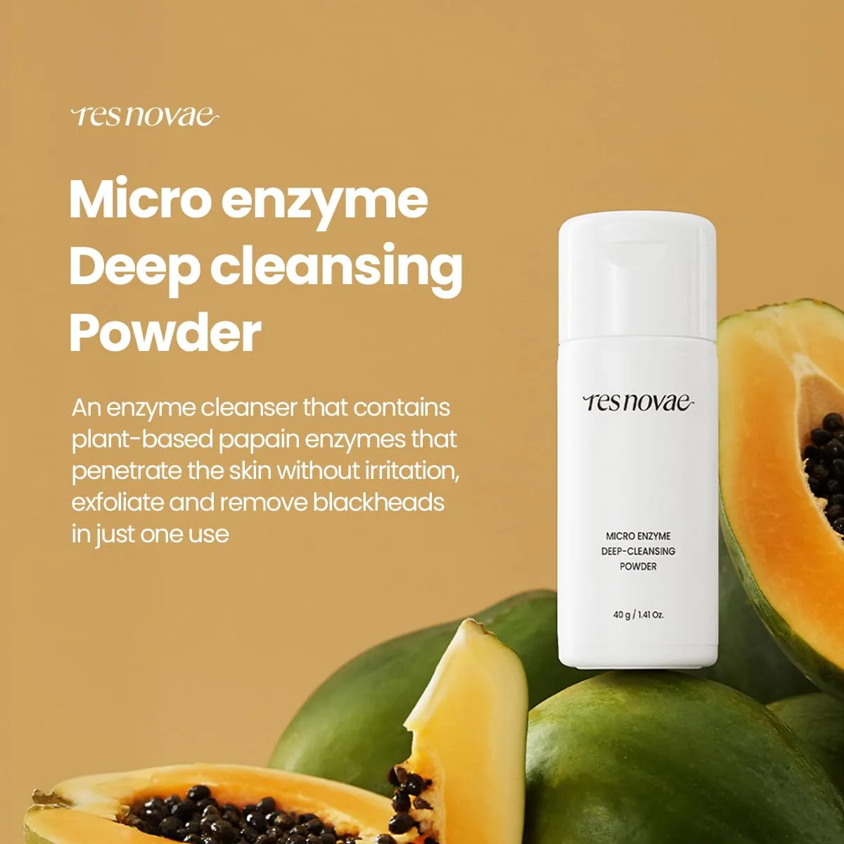 Micro Enzyme Cleansing Powder – 40g (1.41 oz) Gentle and Daily Facial Cleanser with Natural Enzymes – Blackhead Care, Whitehead Removal, Pore Purifying, Exfoliating, Low pH, Non-Irritating