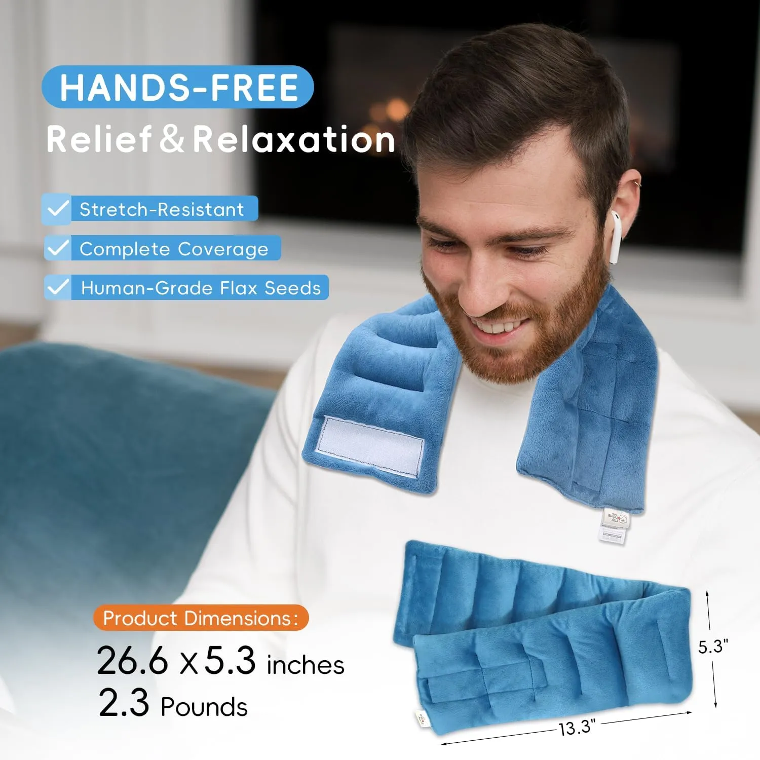 Microwavable Heating Pads for Neck Shoulders Back Pain Relief 26.6X5.3'' Large with Heated Eye Mask for Dry Eyes Warm Compress Microwave Heat Packs Neck Wrap for Stress Relief