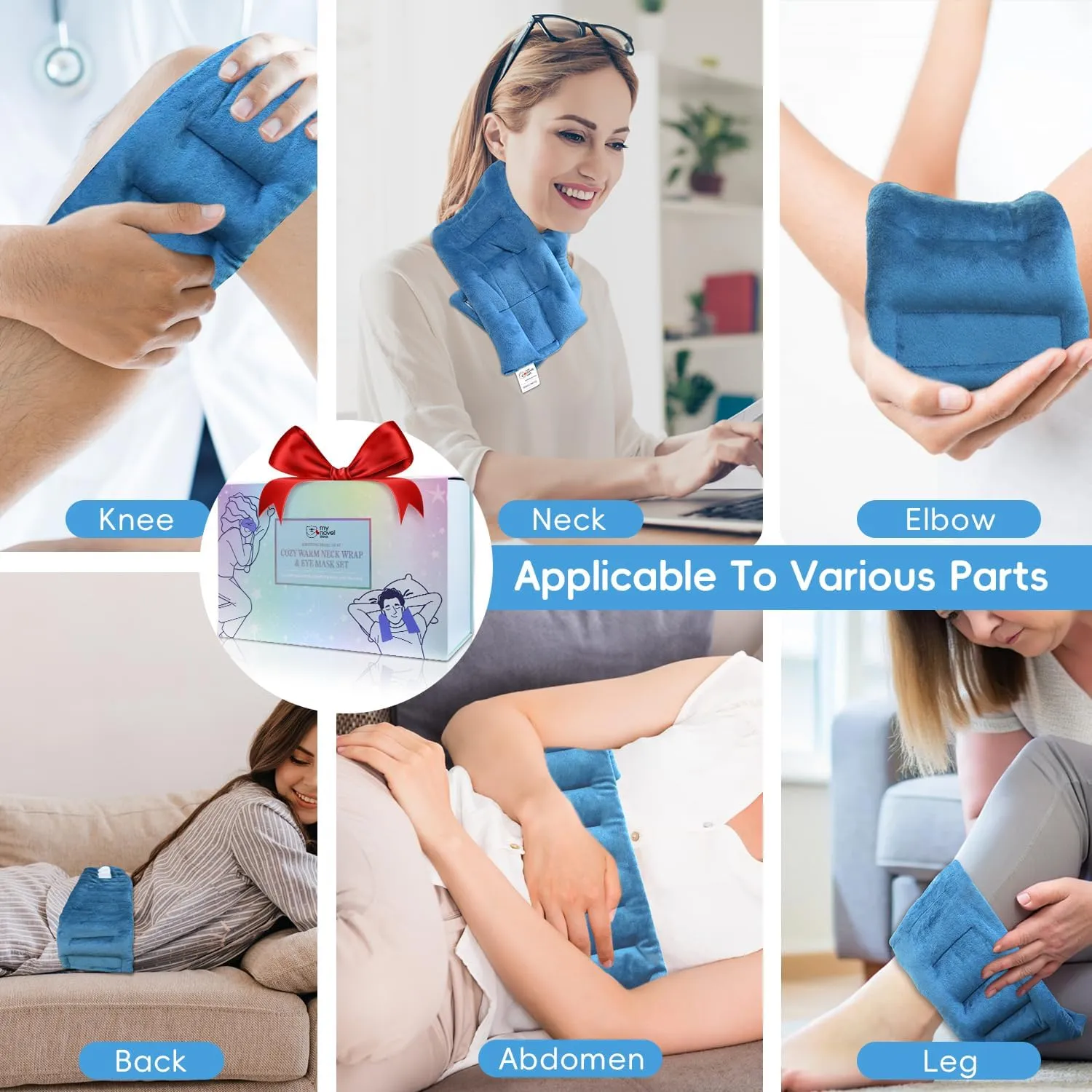 Microwavable Heating Pads for Neck Shoulders Back Pain Relief 26.6X5.3'' Large with Heated Eye Mask for Dry Eyes Warm Compress Microwave Heat Packs Neck Wrap for Stress Relief
