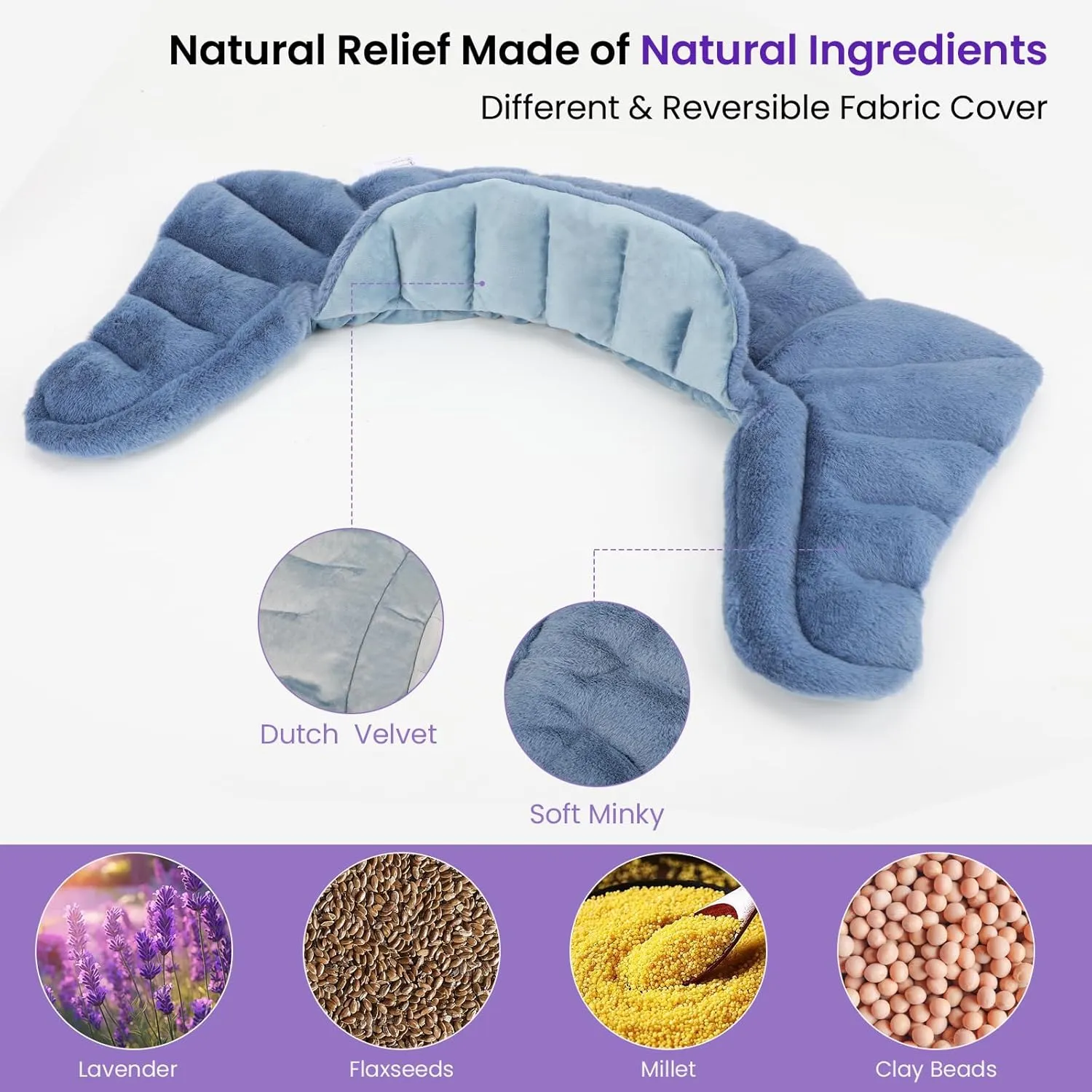Microwave Heating Pad for Neck and Shoulders Pain Relief, Microwavable Heated Neck Wrap Warmer with Moist Heat, Heat or Cold Aromatherapy for Relaxation, Lavender Scented Gifts
