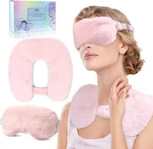 Microwave Heating Pad Neck Wrap for Neck Shoulders Back Pain Relief 2.3LBS with Microwave Heated Eye Mask Warm Compress Microwave Heat Packs