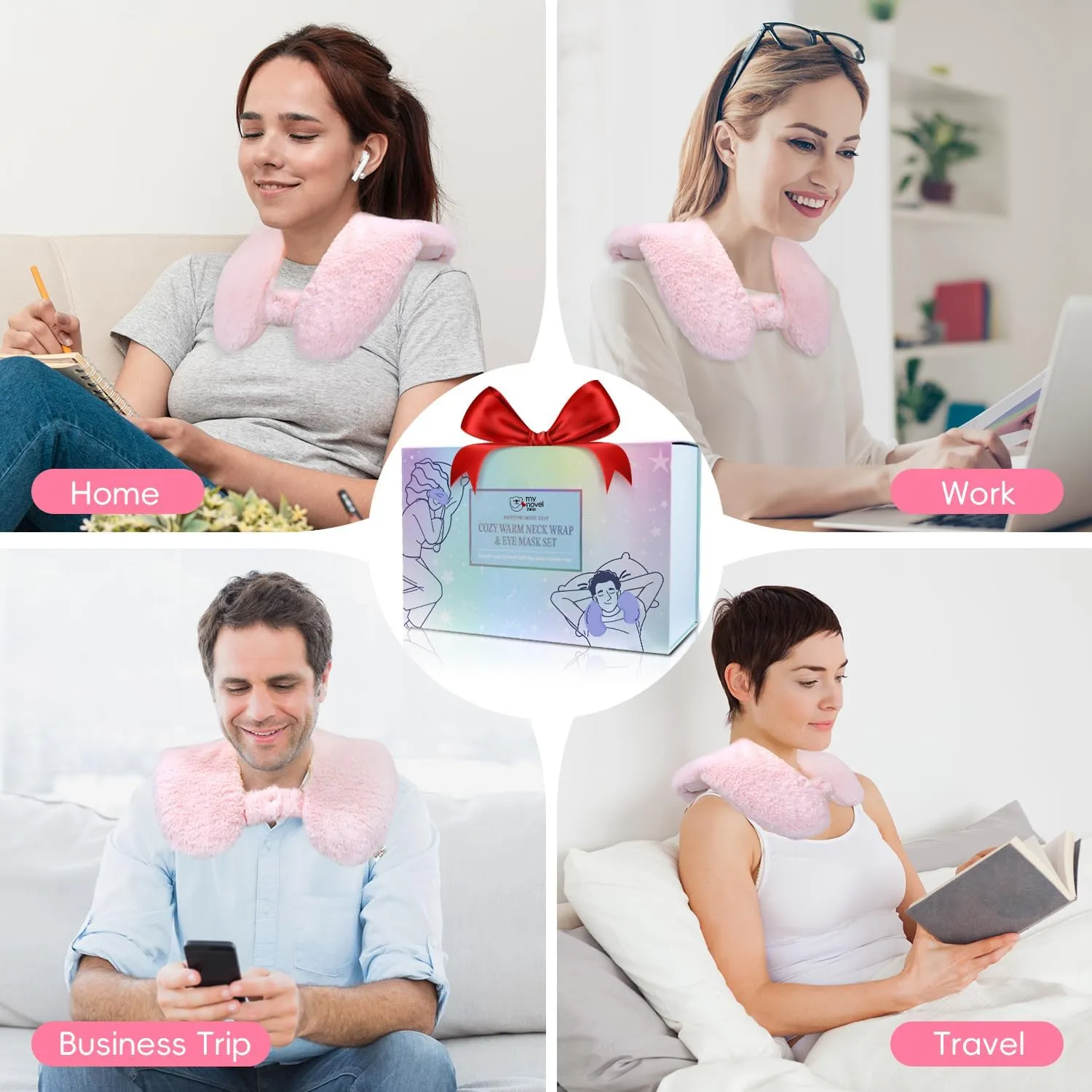 Microwave Heating Pad Neck Wrap for Neck Shoulders Back Pain Relief 2.3LBS with Microwave Heated Eye Mask Warm Compress Microwave Heat Packs