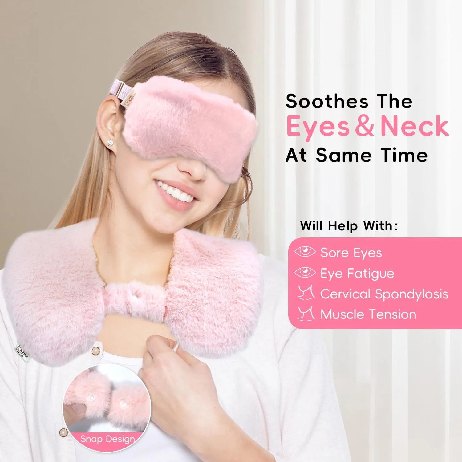 Microwave Heating Pad Neck Wrap for Neck Shoulders Back Pain Relief 2.3LBS with Microwave Heated Eye Mask Warm Compress Microwave Heat Packs