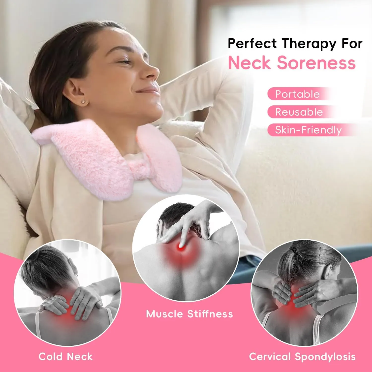 Microwave Heating Pad Neck Wrap for Neck Shoulders Back Pain Relief 2.3LBS with Microwave Heated Eye Mask Warm Compress Microwave Heat Packs