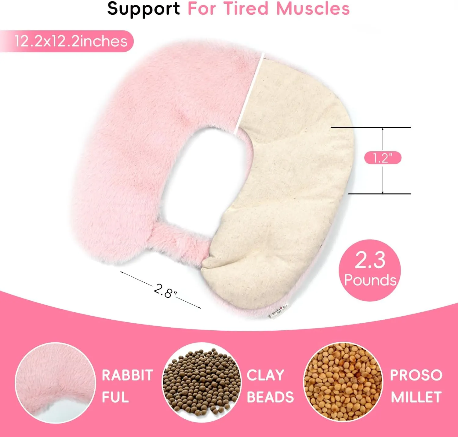 Microwave Heating Pad Neck Wrap for Neck Shoulders Back Pain Relief 2.3LBS with Microwave Heated Eye Mask Warm Compress Microwave Heat Packs