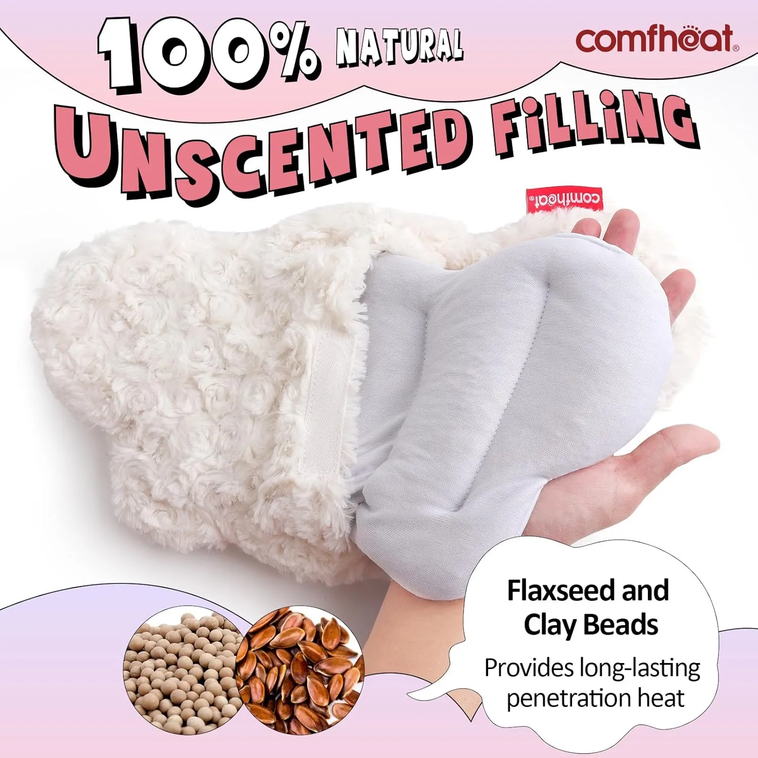 Microwave Unscented Heating Pad for Pain Relief, Moist Heat Pack Hot Compress for Period Cramps, Shoulder, Muscles, Cute Cloud Plush Heating Pad, Gift for Girl Women Kids, with Washable Cover