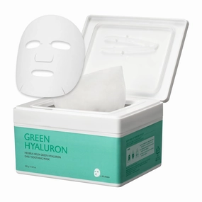 MILKTOUCH Green Hyaluron Daily Soothing Sheet Mask Pack – Hydrating, Nourishing, and Revitalizing Face Masks for Glowing Skin, Anti-Aging, Moisturizing, and Soothing Effects (30pcs) for Daily Use