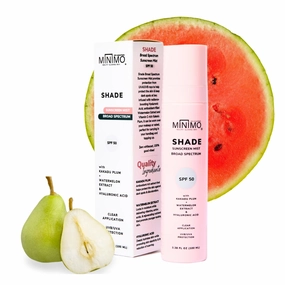 Minimo Shade SPF50  Hydrating Sunscreen Mist Brightens Dark Spots Soothing Spray, Travel Size Serum refreshing hydrating Spray for Sensitive Skin 3.38 fl oz