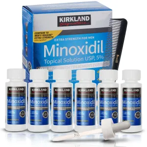 Minoxidil For Men 5% Topical Solution For Hair Regrowth Treatment 6 Month Supply 6 X 2 Fl Oz With A Braidz Comb for Kirkland Minoxidil
