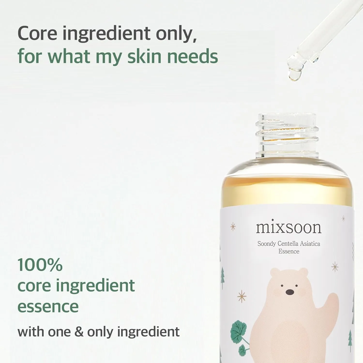 mixsoon Soondy Centella Asiatica Essence Instant Hydrating & Soothing Essence for Irritated, Sensitive Skin for Korean Skincare For Glass Skin-Jeju Island Cica Extracts (3.38 fl.oz / 100ml)