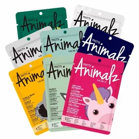 Moika Pretty Animalz Facial Sheet Mask, For All Skin Types, Hydrating and Soothing Korean Facial Mask, Nourishing & Exfoliating Skin Care, with Hyaluronic Acid & Plant Extract, Clear Mask, Pack of 8