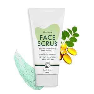Moringa Face Gentle Scrub Exfoliating Beads, Blackhead & Whitehead clear with Moringa & Vitamin E Infused Paraben Free -100gm