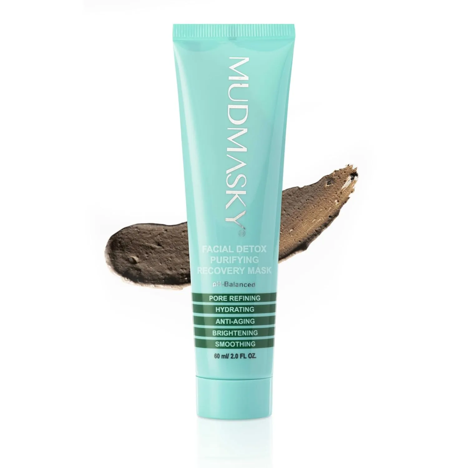 MUDMASKY Facial Detox Purifying Recovery Mud Mask. The original Japanese Matcha Clay Mask since 2015. Reduces Acne, Blackheads, and Pores. Clean, Vegan, Gluten Free. As seen in IPSY - 2.0 fl oz.