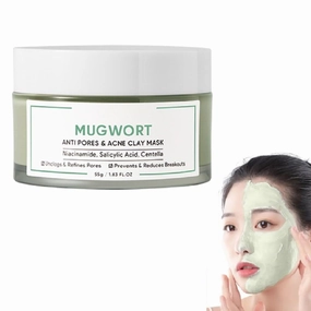 Mugwort Acne Clay Stick, Mugwort Stick Mask, Anti Pores & Acne Clay Mask, for Face Blackhead Remover Oil Control Anti-Acne