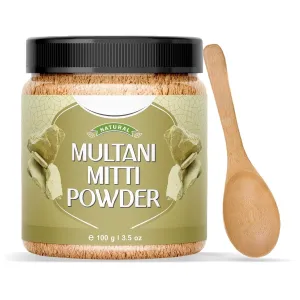 Multani Mitti powder for Soothing, Nourishing, Smoothening Face, and Hair Fuller's Earth, Bentonite Clay with Spoon - 100g