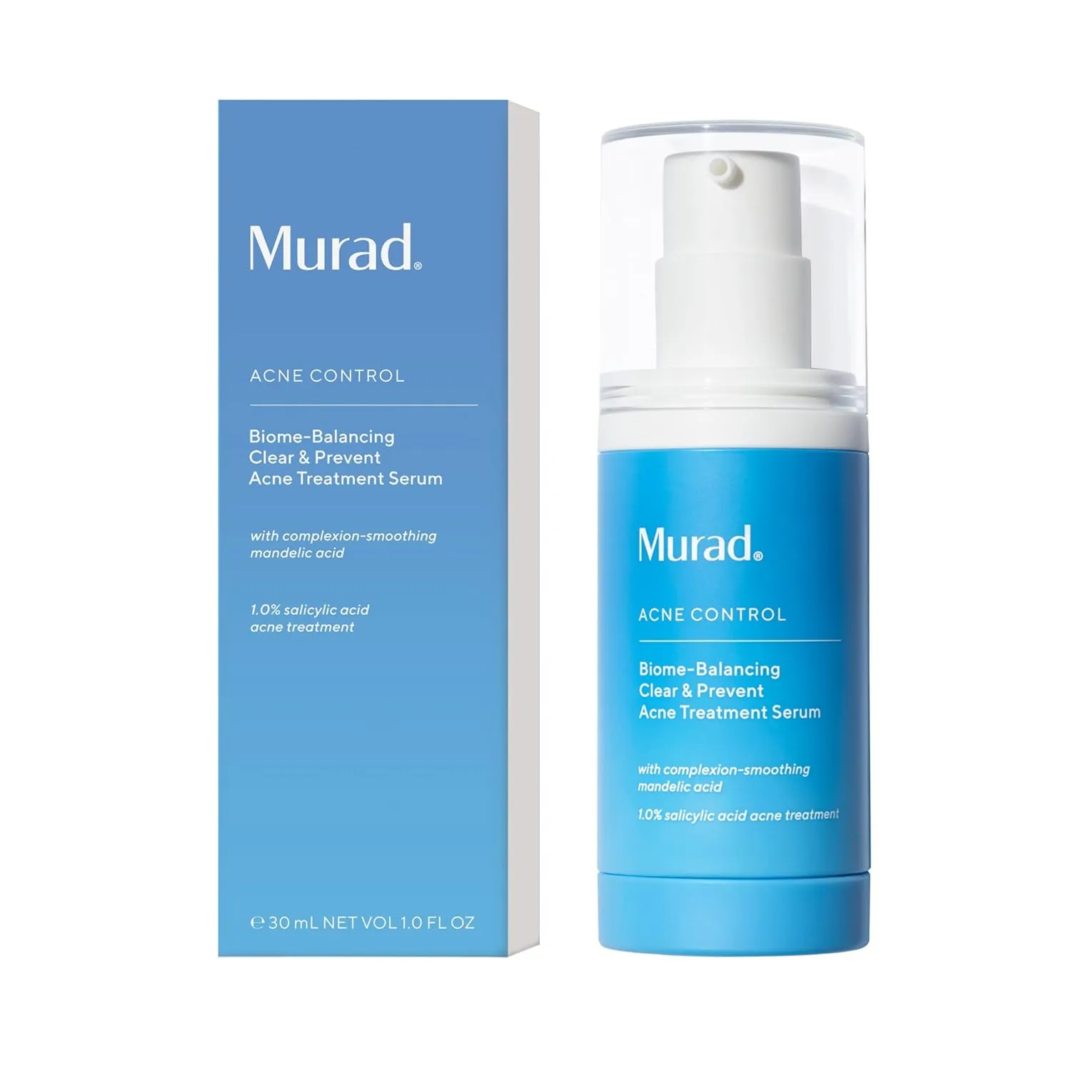 Murad Biome-Balancing Acne Treatment - Acne Facial Serum to Prevent Acne Breakouts with Salicylic Acid, Mandelic Acid, and Glutamic Acid for Balanced and Healthy Skin - 1.0 Fl Oz