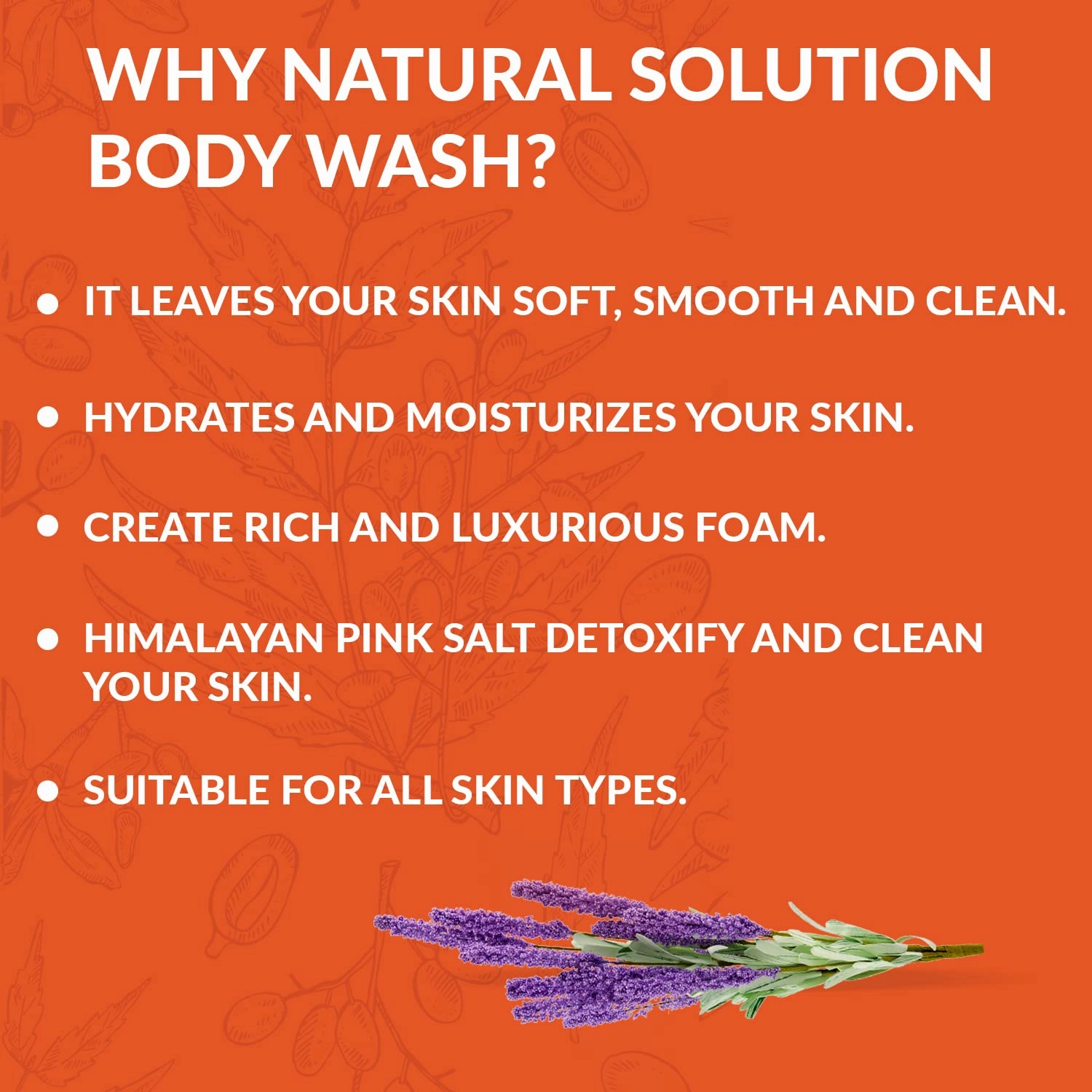 Natural Solution Moisturizing Shower Gel, Purifying & Nourishing with Organic Lavender Oil, for All Skin Types Himalayan Pink Salt Body Wash, 500 ml Each, Pack of 3