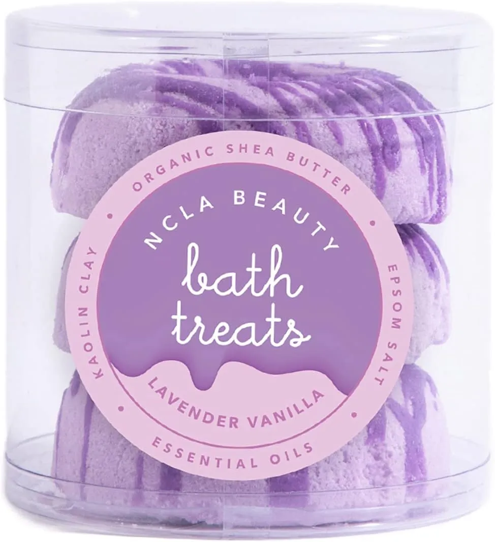 NCLA - Bath Treats All-Natural Bath Bombs (Set of 3) | Vegan, Cruelty-Free, Clean Skincare (Lavender Vanilla)