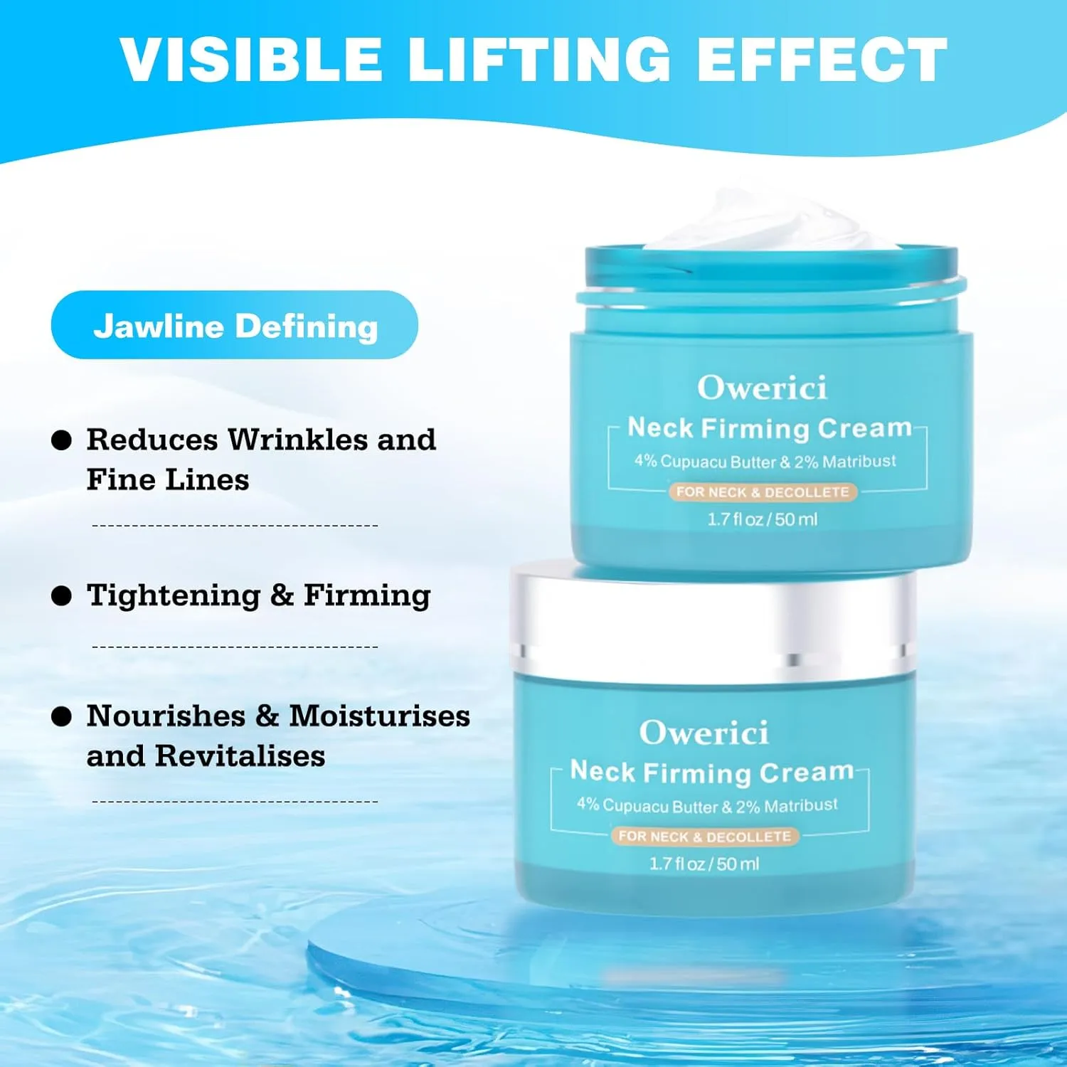 Neck Firming Cream, Tighten and Lift Neck Cream Tightening Lifting Sagging Skin, Tighten & Lift Neck Cream for Wrinkles Sagging Skin for an Even Skin Tone and Neck Lift (Blue, 1.7 FL OZ)