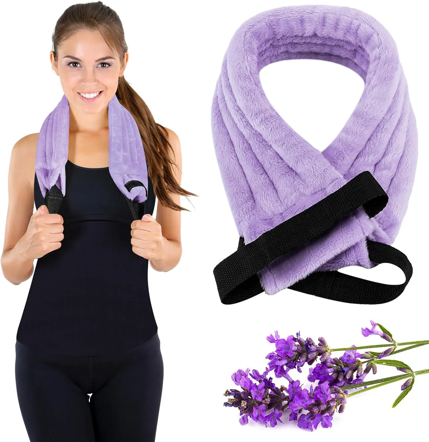 Neck Heating Pad Microwave Heating Natural Moist Hot and Cold Reusable Versatile Microwavable Pads for Neck Relief, Back Pain, Shoulder Pain Relief(Purple)