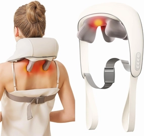 Neck and Shoulder Massager for Pain Relief Deep Tissue-Shiatsu Deep Kneading Massager with Heat to Relieve Neck Shoulder Back Waist Leg Muscle Soreness Fatigue (Beige)