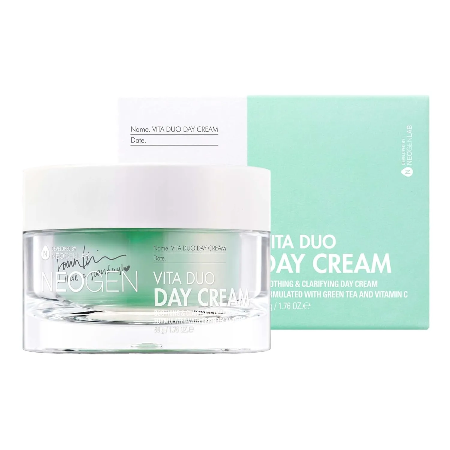 NEOGEN x JOAN KIM Vita Duo Day Cream (50 g / 1.76 Oz) – Brightening & Hydrating & Soothing Cream with Vitamin C and Green Tea – Korean Skin Care