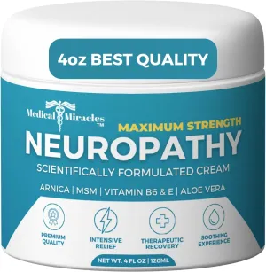 Neuropathy Nerve Therapy Max-Potency Relief Cream for Feet, Hands, Legs, and Toes - Enriched with Arnica, Vitamin B6, Aloe Vera, MSM - Expertly Crafted for Exceptional Relief 4oz
