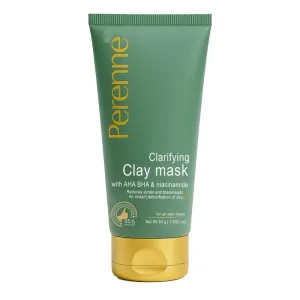 New Clarifying Clay Mask with AHA, BHA and Niacinamide for All Skin Types (80 gm) - Antioxidants Rich Natural Clay Mask to Skin Reduces Acnes, Fades away Scars for Men and Women