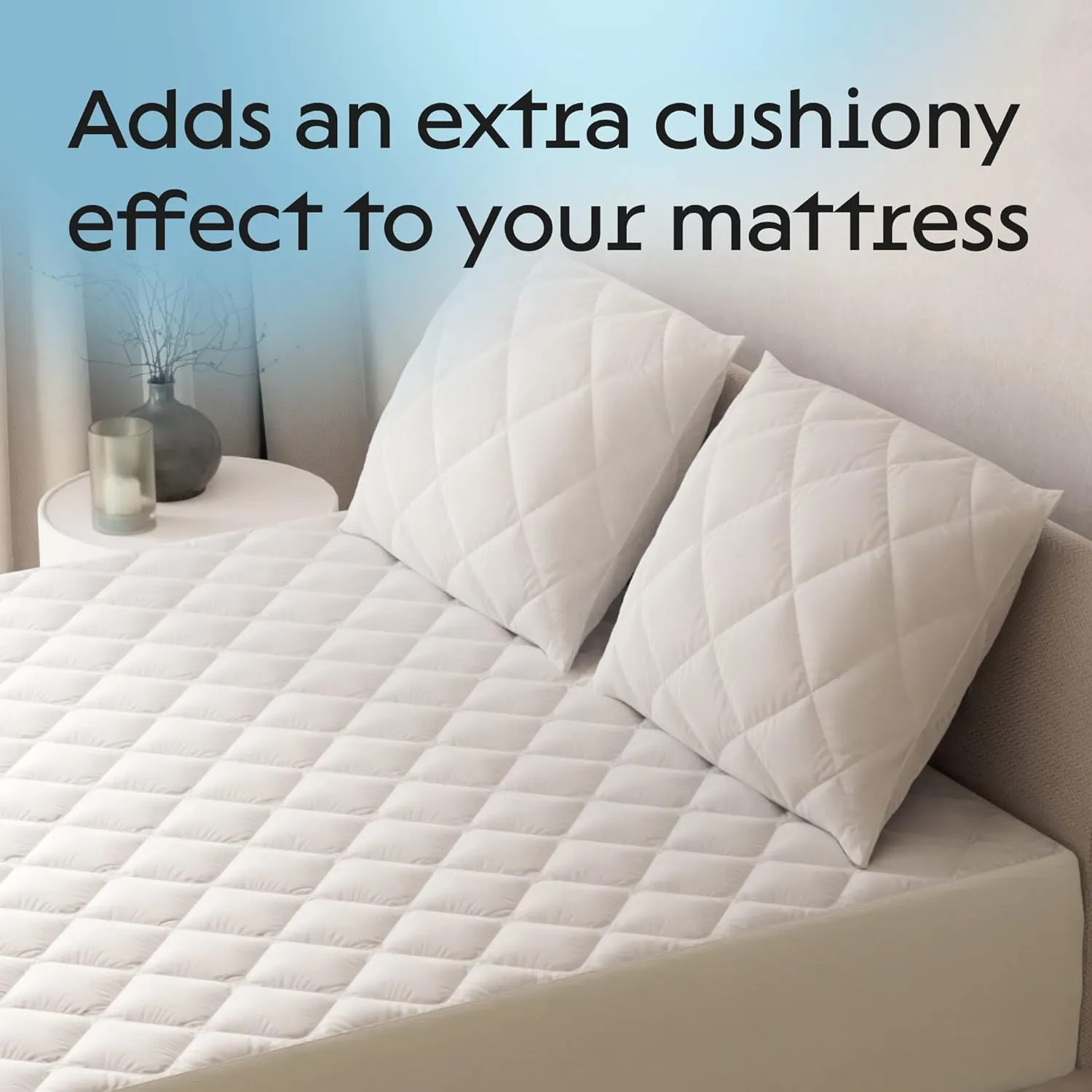 Niagara Cotton Mattress Pad Queen 60x80 - Non Noisy Cooling Breathable Ultra Plush Absorbent Protector Extra Deep Fits 20 Inches Deep Mattress